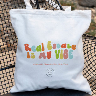 Groovy Retro Real Estate is mijn vibe, makelaar Tote Bag