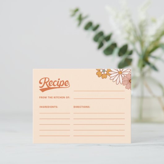 Groovy Retro Recept Kaart voor de bruid (Staand voorkant)