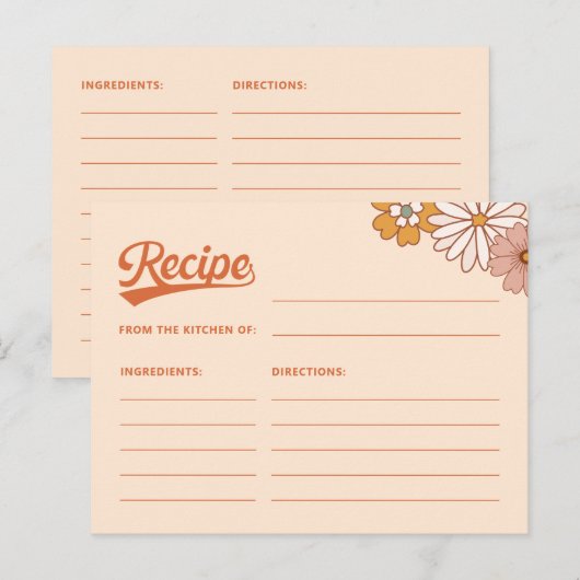 Groovy Retro Recept Kaart voor de bruid (Voorkant / Achterkant)