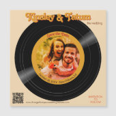 Groovy Retro Record Fotomagneet Bewaar de datum QR (Voorkant)
