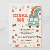 Groovy Retro Regenboog 1e Verjaardag Bedankkaart (Voorkant)