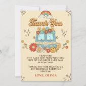 Groovy Retro Regenboog 1e Verjaardagsfeest Bedankkaart (Voorkant)