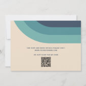 Groovy retro  regenboog 70s bruiloft + QR code Kaart (Achterkant)