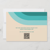 Groovy retro  regenboog 70s bruiloft + QR code Kaart (Achterkant)