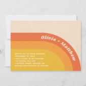 Groovy retro regenboog 70s bruiloft + QR code Kaart (Voorkant)