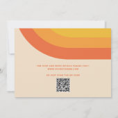 Groovy retro regenboog 70s bruiloft + QR code Kaart (Achterkant)