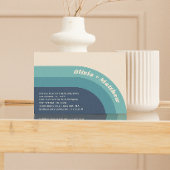 Groovy retro  regenboog 70s bruiloft + QR code Kaart