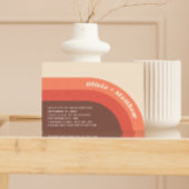 Groovy retro  regenboog 70s bruiloft + QR code Kaart