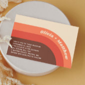 Groovy retro  regenboog 70s bruiloft + QR code Kaart