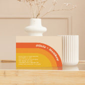 Groovy retro  regenboog 70s bruiloft + QR code Kaart