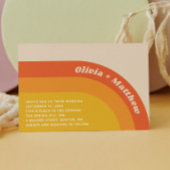 Groovy retro regenboog 70s bruiloft + QR code Kaart