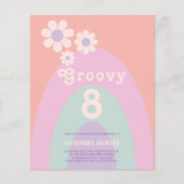 Groovy Retro Regenboog Bloemen Verjaardagsfeest Bu Flyer (Voorkant)