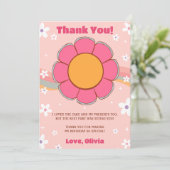 Groovy Retro Regenboog Bloemige Dankkaart  Kaart (Staand voorkant)