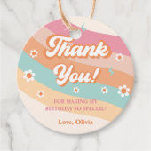 Groovy Retro Regenboog Dank je Verjaardagsfeest Bedankjes Labels (Voorkant)