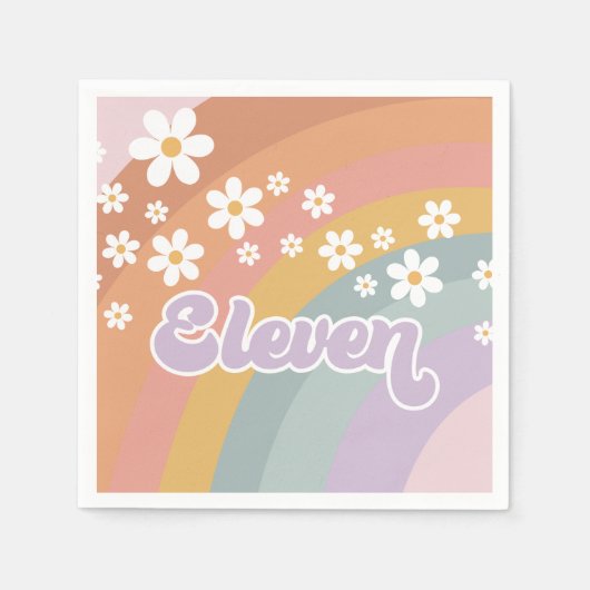 Groovy Retro Regenboog Elfde Verjaardag Servet (Voorkant)