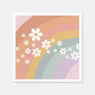 Groovy Retro Regenboog en Madeliefje Servet
