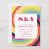 Groovy Retro Regenboog Kleurrijke Bruiloft Kaart (Voorkant)