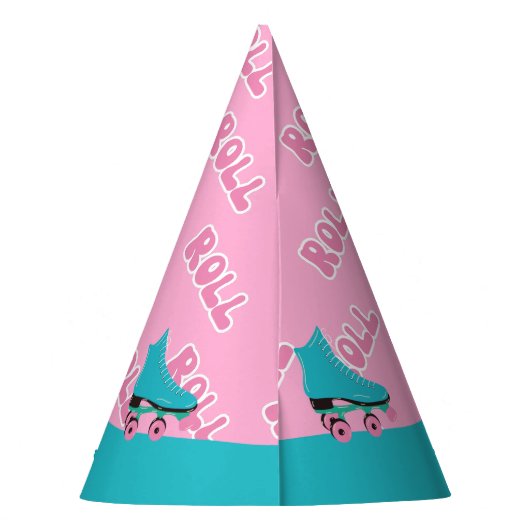 Groovy Retro Regenboog Rolschaatsen Verjaardag Feesthoedjes (Achterkant)