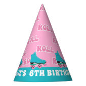 Groovy Retro Regenboog Rolschaatsen Verjaardag Feesthoedjes (Voorkant)