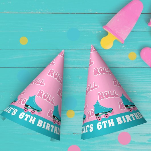 Groovy Retro Regenboog Rolschaatsen Verjaardag Feesthoedjes