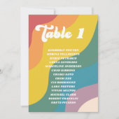 Groovy Retro Regenboog Tafelnummer Gastnamen Kaart (Voorkant)
