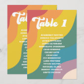 Groovy Retro Regenboog Tafelnummer Gastnamen Kaart (Voorkant / Achterkant)