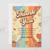 Groovy Retro Regenboog Verjaardag Bedankkaart (Voorkant)