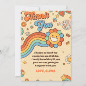 Groovy Retro Regenboog Verjaardag Bedankkaart (Voorkant)