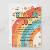 Groovy Retro Regenboog Verjaardag Bedankkaart (Voorkant)