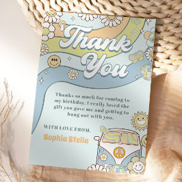 Groovy Retro Regenboog Verjaardag Bedankkaart