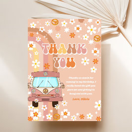 Groovy Retro Regenboog Verjaardag Bedankkaart