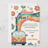 Groovy Retro Regenboog Verjaardag Dank je kaart (Voorkant)