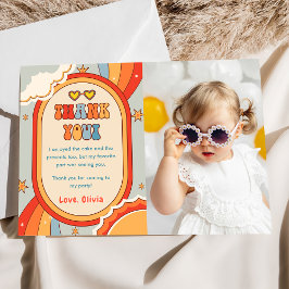 Groovy Retro Regenboog Verjaardag Dank je kaart