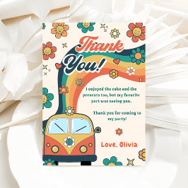 Groovy Retro Regenboog Verjaardag Dank je kaart