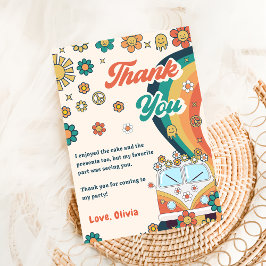 Groovy Retro Regenboog Verjaardag Dank je kaart