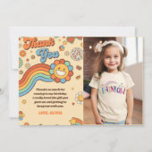 Groovy Retro Regenboog Verjaardag Foto Bedankkaart (Voorkant)