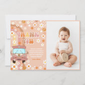 Groovy Retro Regenboog Verjaardag Foto Bedankkaart (Voorkant)