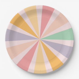 Groovy Retro Regenboog Verjaardag Papieren Bordje