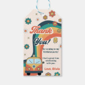 Groovy Retro Regenboog Verjaardagsfeest Cadeaulabel (Voorkant)