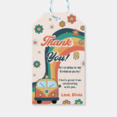 Groovy Retro Regenboog Verjaardagsfeest Cadeaulabel (Achterkant)