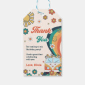 Groovy Retro Regenboog Verjaardagsfeest Cadeaulabel (Achterkant)