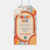 Groovy Retro Regenboog Verjaardagsfeest Cadeaulabel (Voorkant)