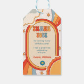 Groovy Retro Regenboog Verjaardagsfeest Cadeaulabel (Achterkant)