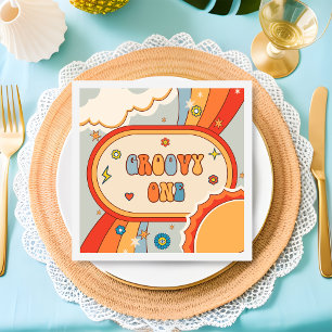 Groovy Retro Regenboog Verjaardagsfeest Servetten