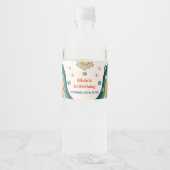 Groovy Retro Regenboog Verjaardagsfeest Waterfles Etiket (Voorkant)