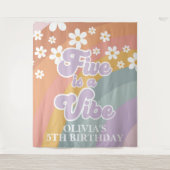 Groovy Retro Regenboog Vijf is een Vibe Wandkleed (Voorkant)