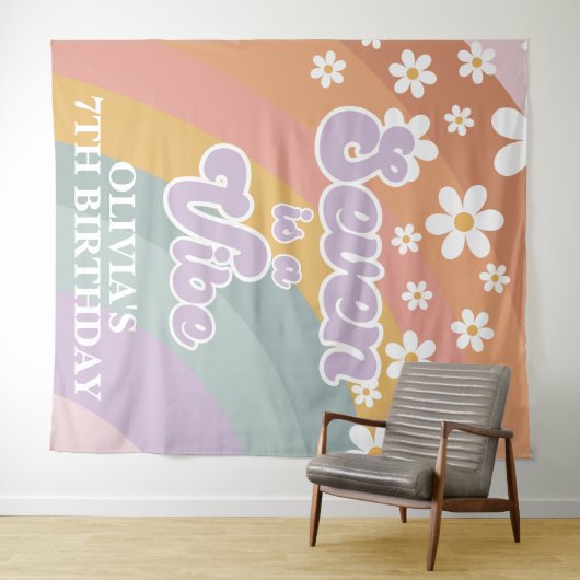 Groovy Retro Regenboog Zeven is een Vibe Wandkleed (In Situ (horizontaal))