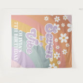 Groovy Retro Regenboog Zeven is een Vibe Wandkleed (Voorkant (horizontaal))