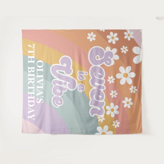 Groovy Retro Regenboog Zeven is een Vibe Wandkleed (Voorkant (horizontaal))