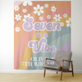 Groovy Retro Regenboog Zeven is een Vibe Wandkleed (In situ)